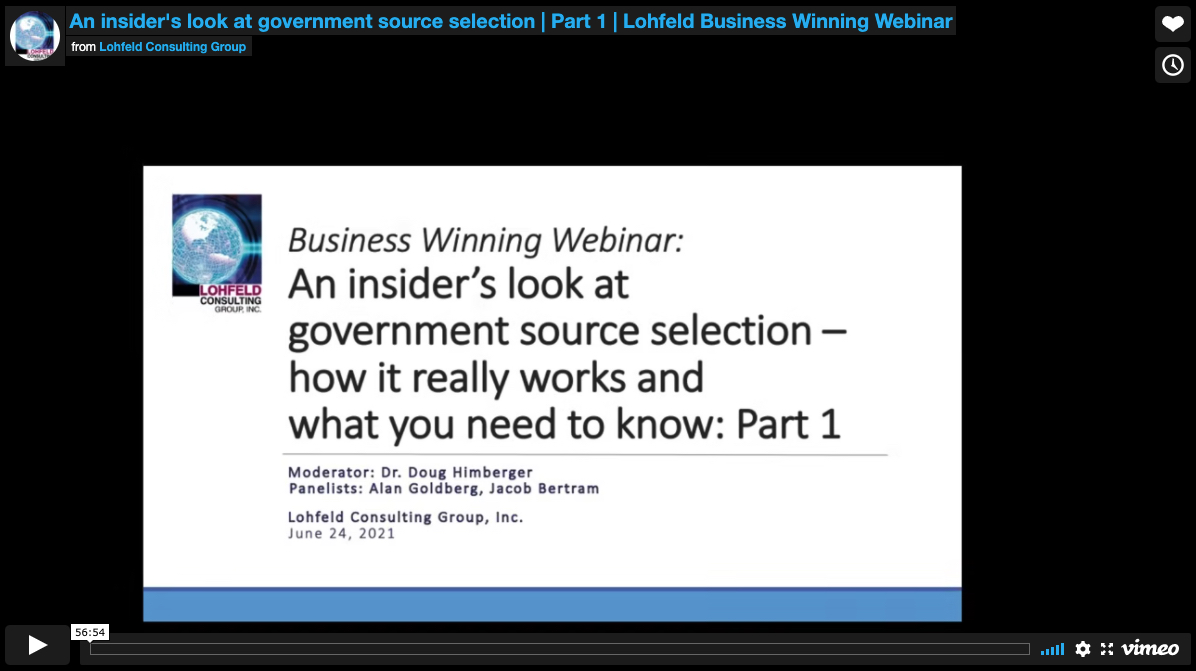 Lohfeld experts discuss the government source selection life cycle